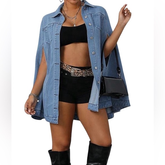 SHEIN Jackets & Blazers - SHEIN Light Blue Denim Jacket